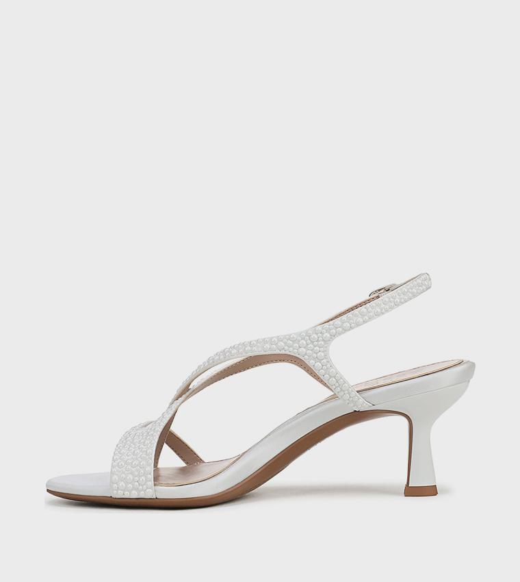 NATRULY-PEARL Textured Slingback Heeled Sandals
