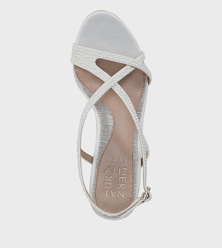 NATRULY-PEARL Textured Slingback Heeled Sandals