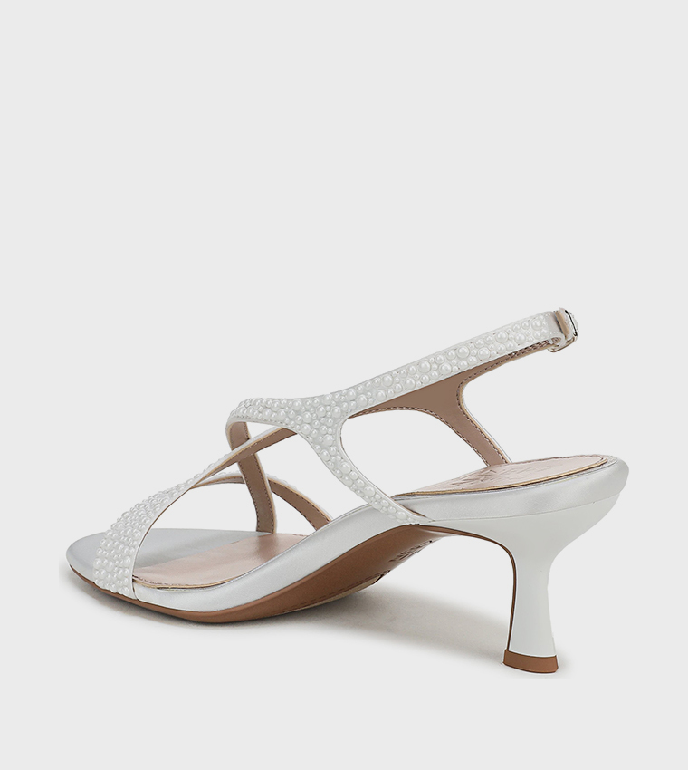 NATRULY-PEARL Textured Slingback Heeled Sandals