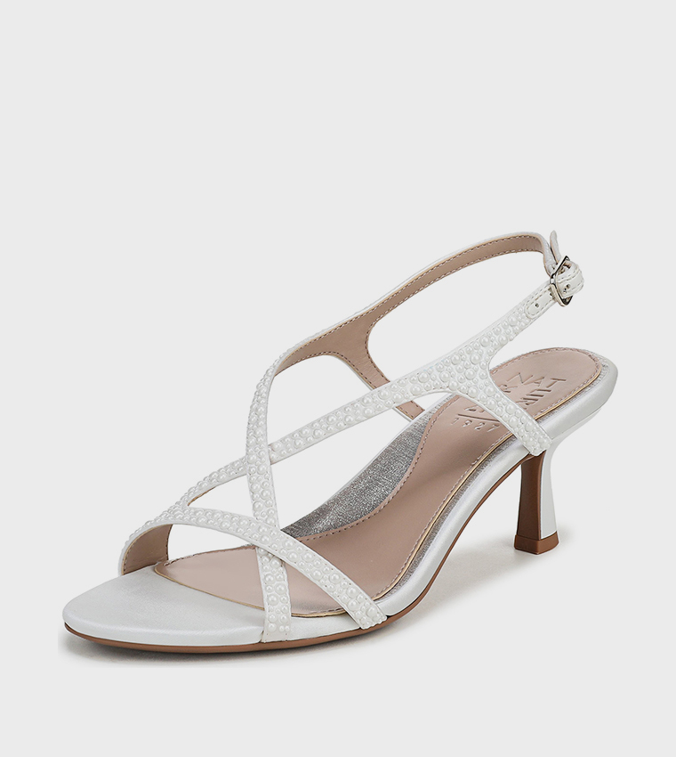 NATRULY-PEARL Textured Slingback Heeled Sandals