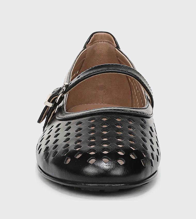 NAARIA-PERF Laser Cut Round Toe Mary Jane Shoes