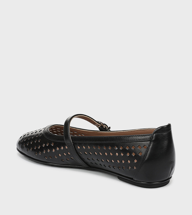 NAARIA-PERF Laser Cut Round Toe Mary Jane Shoes