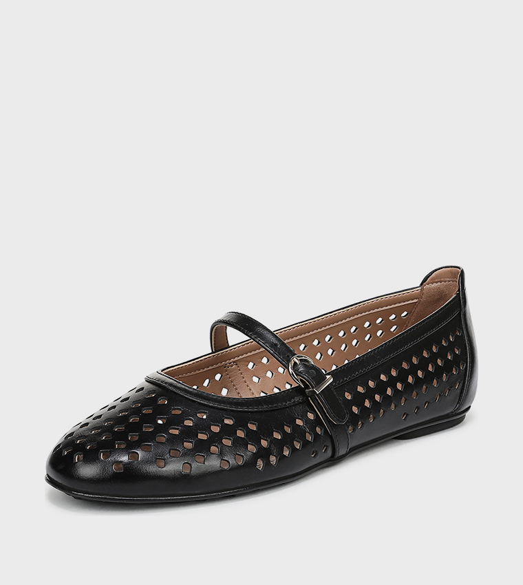 NAARIA-PERF Laser Cut Round Toe Mary Jane Shoes