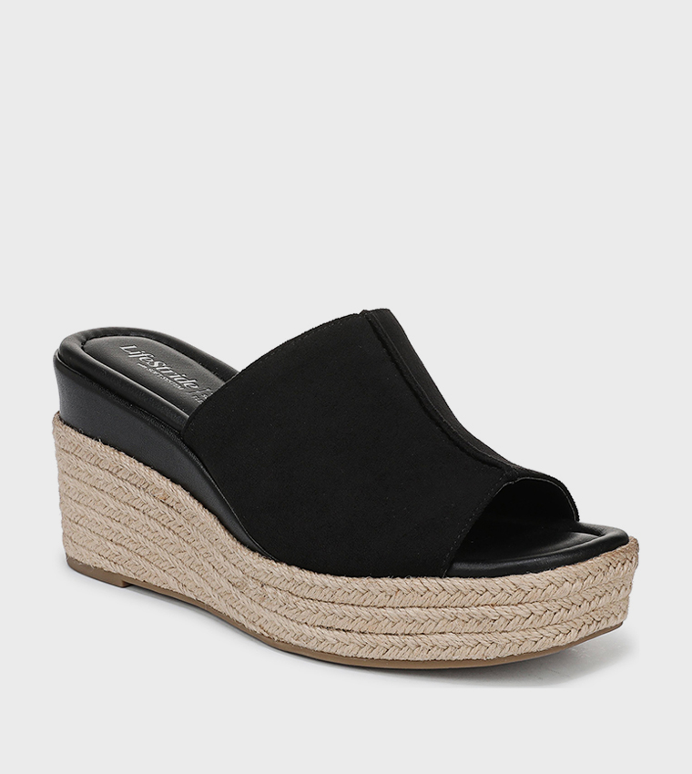 NAHAUTESS Peep Toe Espadrille Wedges