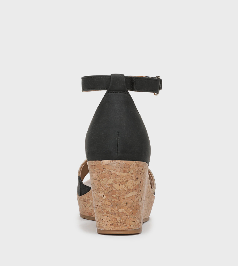 OLLY3 Embroidered Ankle Strap Wedges