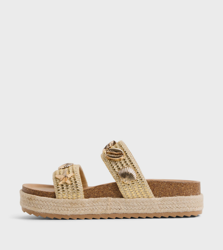 JANNY Metal Accent Wedge Sandals