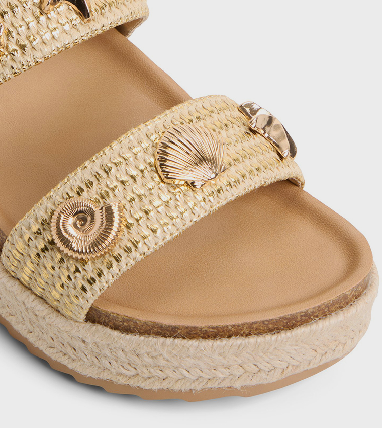 JANNY Metal Accent Wedge Sandals