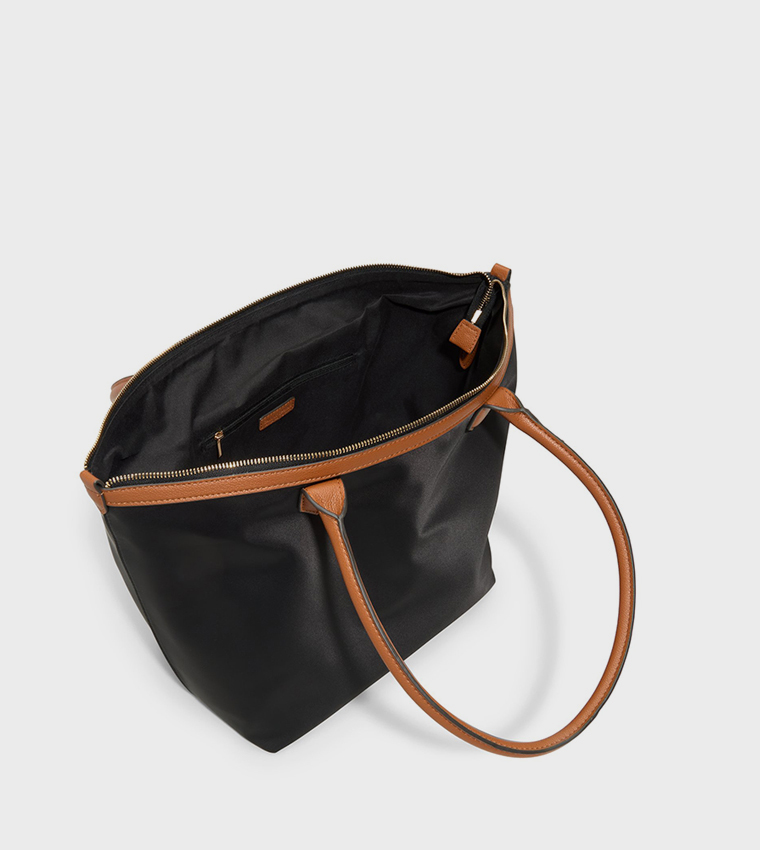 JETTIE Contrast Detail Tote Bag