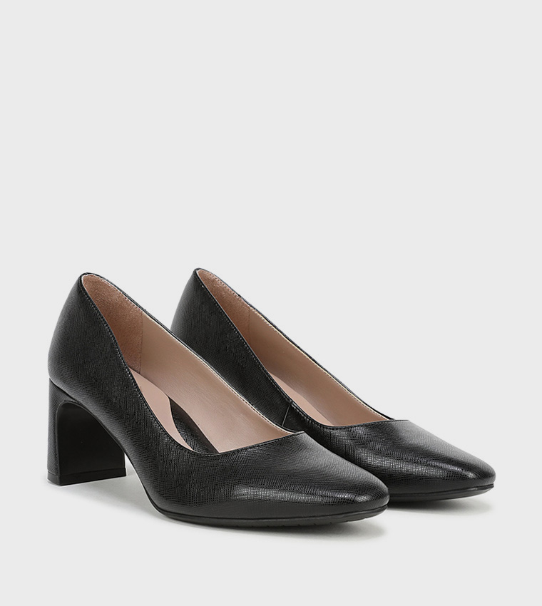 YURI Textured Block Heel Pumps