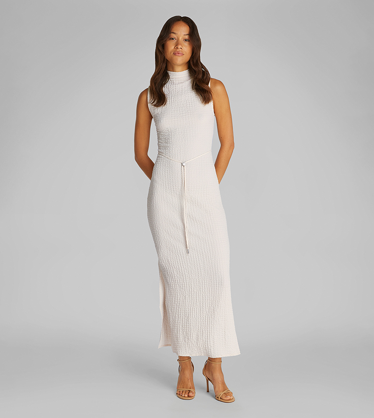 Buy Calvin Klein Crinkled Jersey Sleeveless Maxi Dress In White | 6thstreet  Qatar