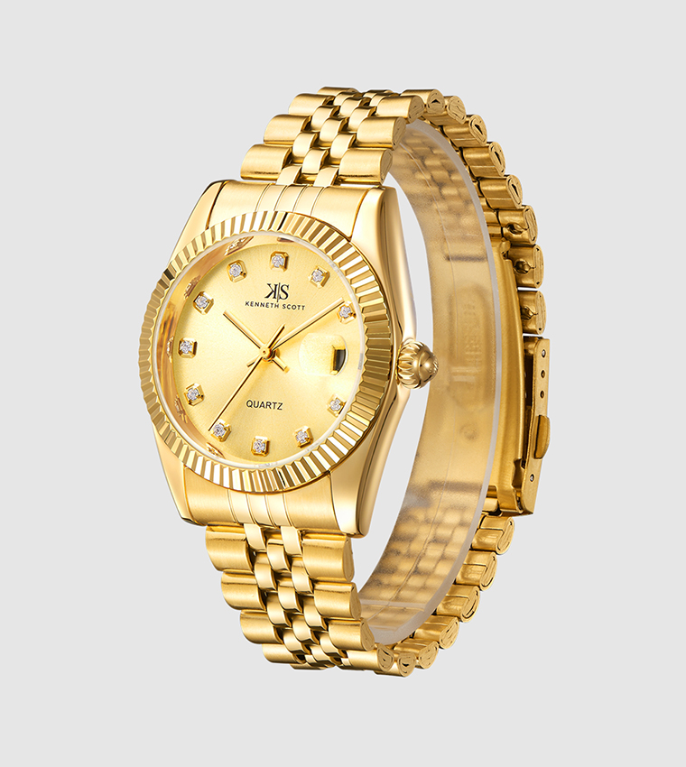Classic Analog Champagne Dial Watch