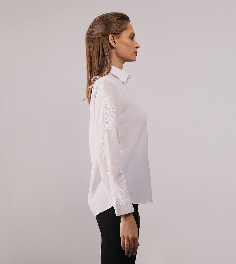 Feather Trim Slim Fit Shirt