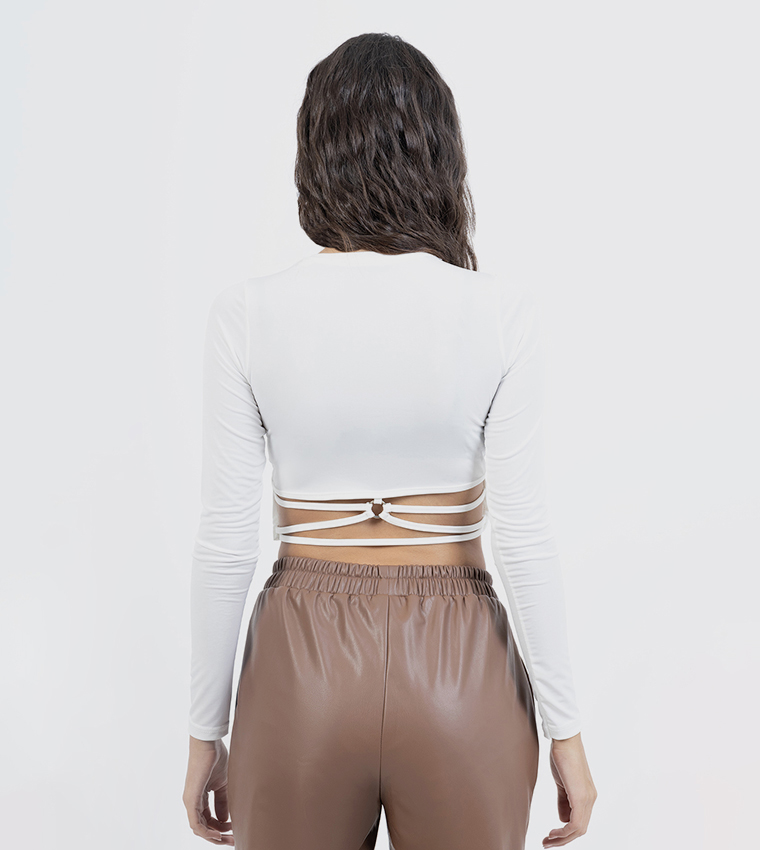Solid Long Sleeves Crop Top