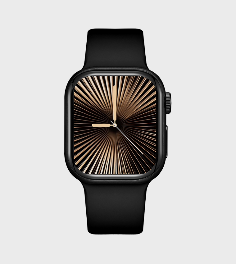 Square Black Dial Silicone Strap Smart Watch