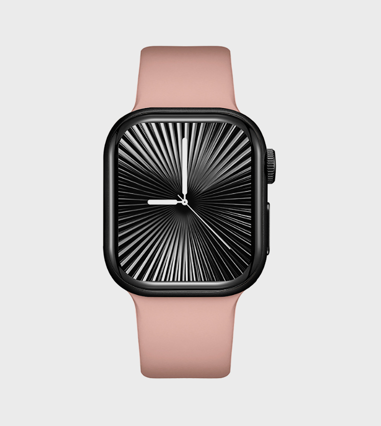 Square Black Dial Silicone Strap Smart Watch