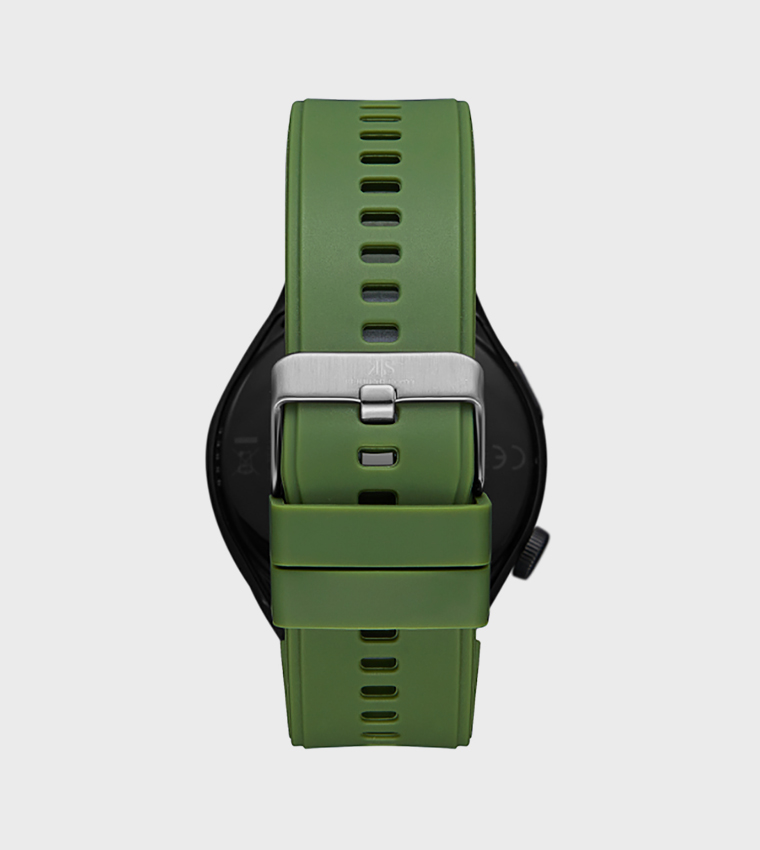 Round Black Dial Silicone Strap Smart Watch