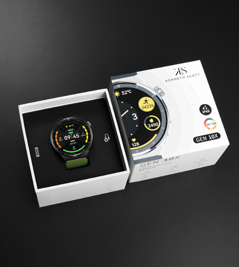 Round Black Dial Silicone Strap Smart Watch