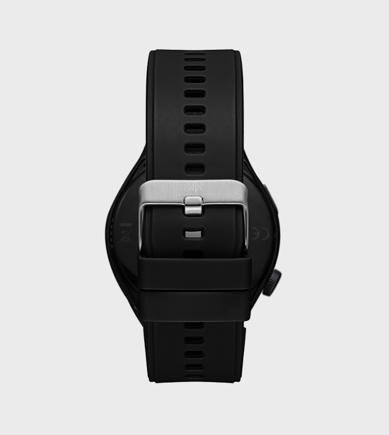 Round Black Dial Silicone Strap Smart Watch