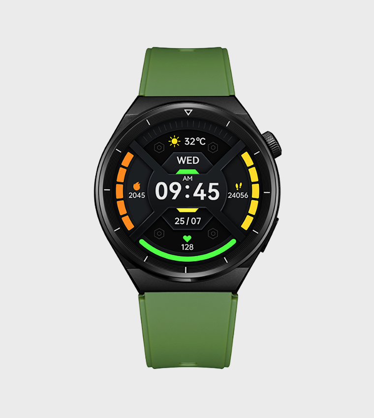 Round Black Dial Silicone Strap Smart Watch