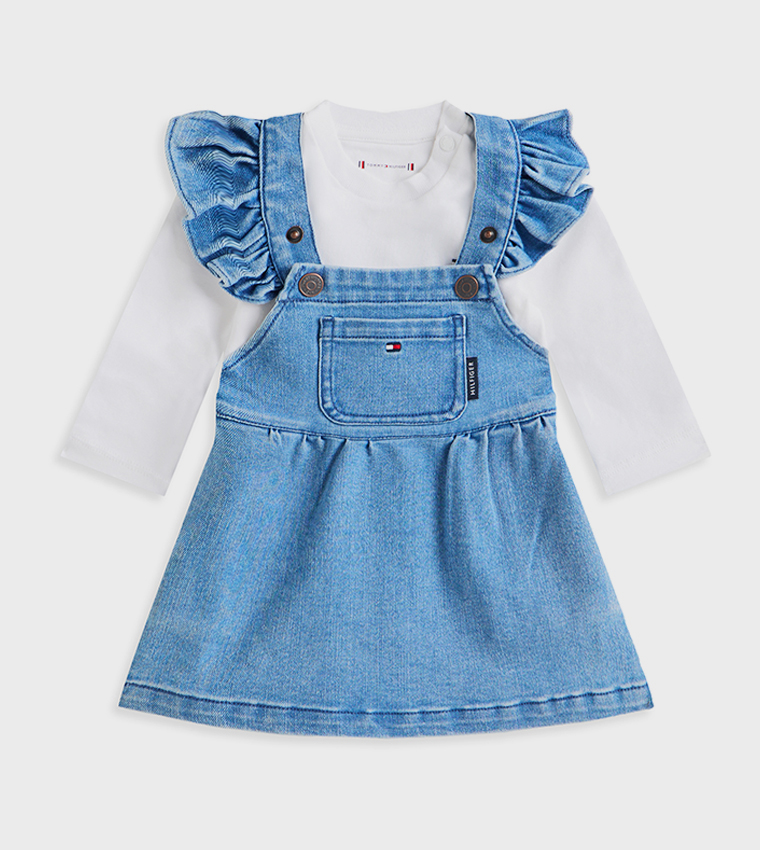Washed Denim Dungaree Dress