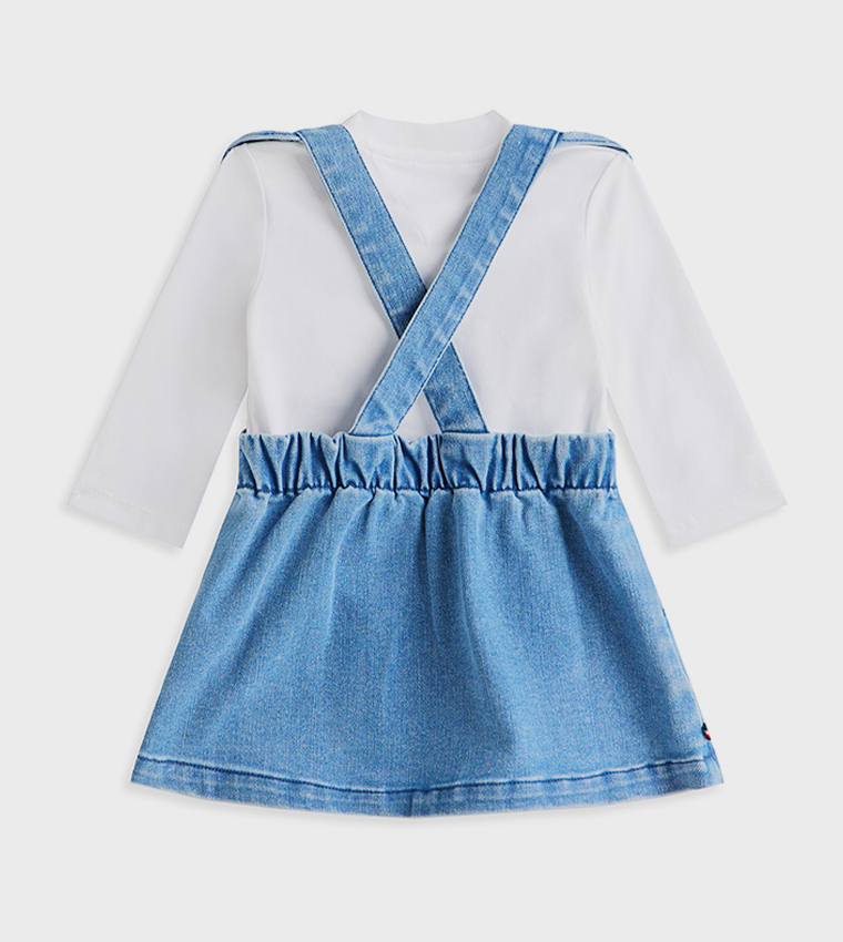 Washed Denim Dungaree Dress
