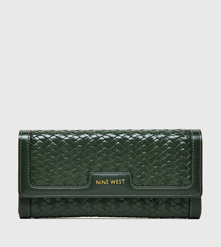 Textured Snap Button Long Wallet