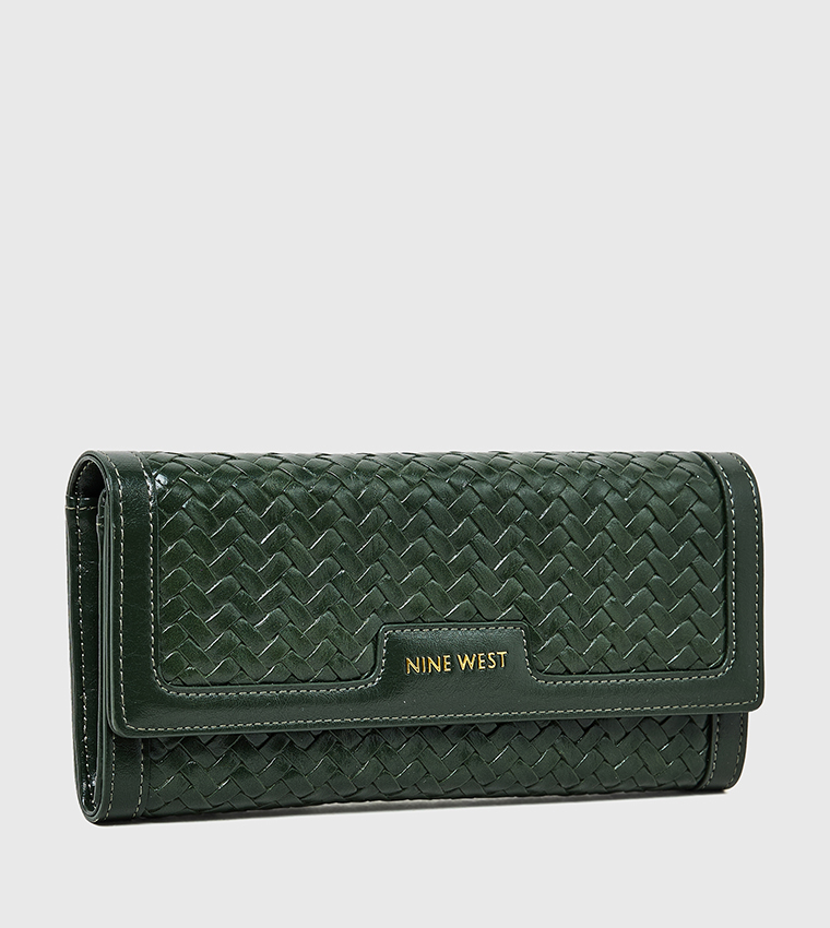Textured Snap Button Long Wallet