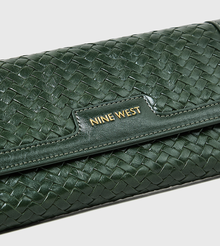 Textured Snap Button Long Wallet
