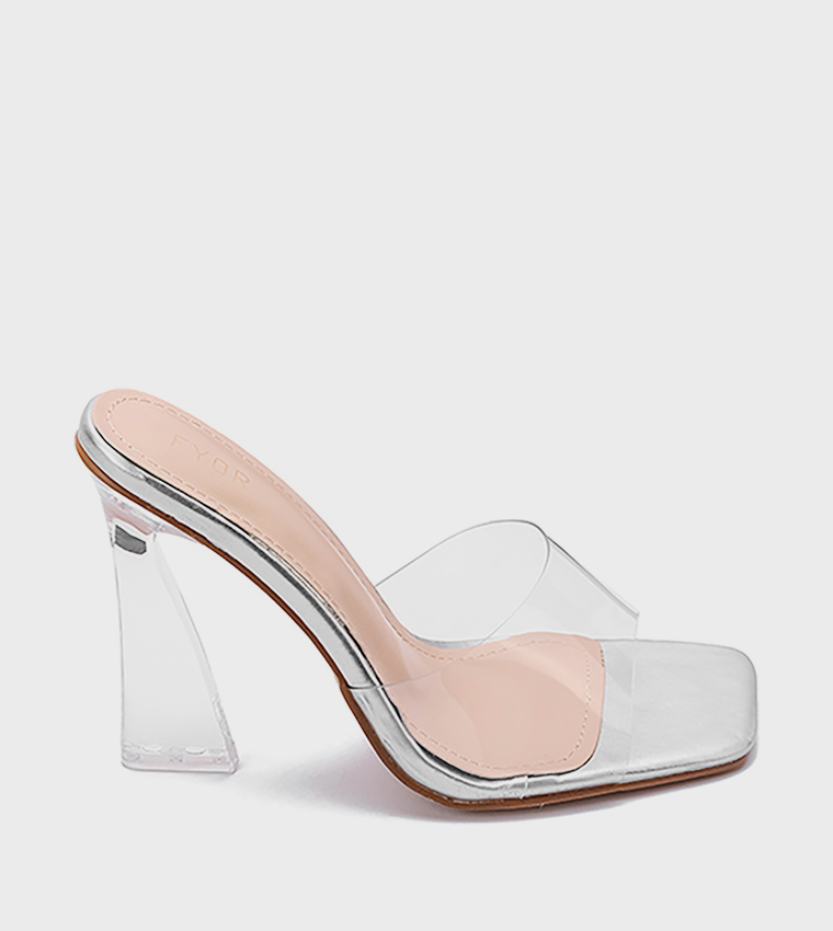 Solid Square Toe Heeled Sandals