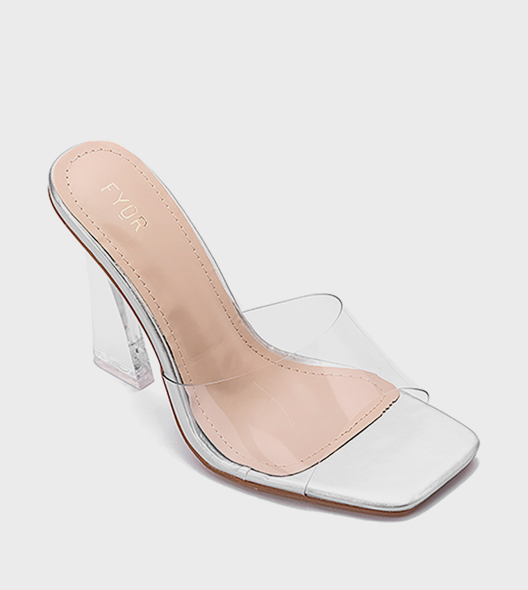 Solid Square Toe Heeled Sandals