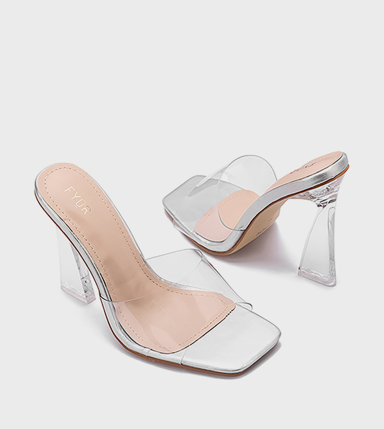 Solid Square Toe Heeled Sandals