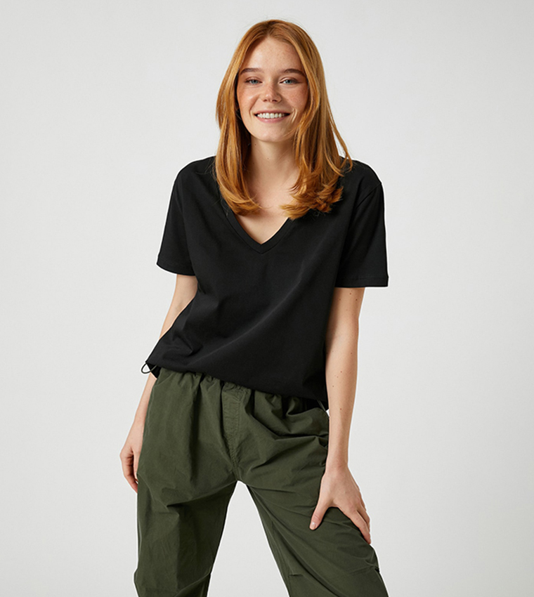 Koton  Short Sleeve T-Shirts - Black Casual T-Shirts