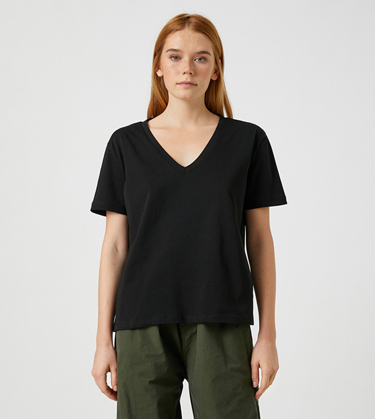 Koton  Short Sleeve T-Shirts - Black Casual T-Shirts