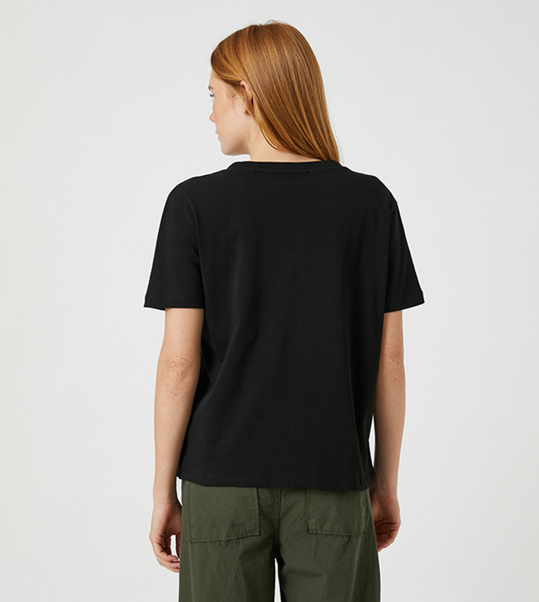 Koton  Short Sleeve T-Shirts - Black Casual T-Shirts
