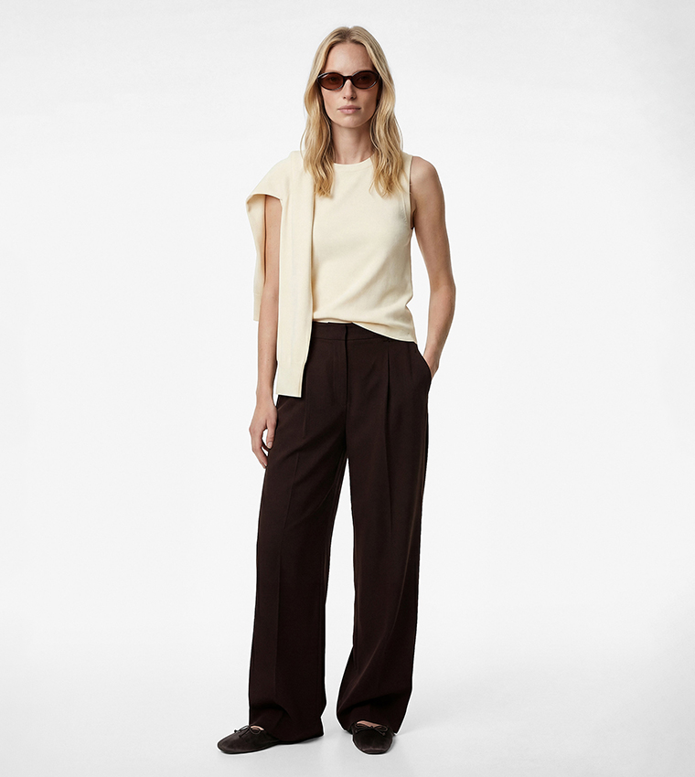 كوتون  توبات بلا أكمام  - بيج Sleeveless Tops