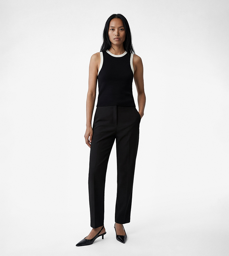 Solid Cigarette Fit Pants
