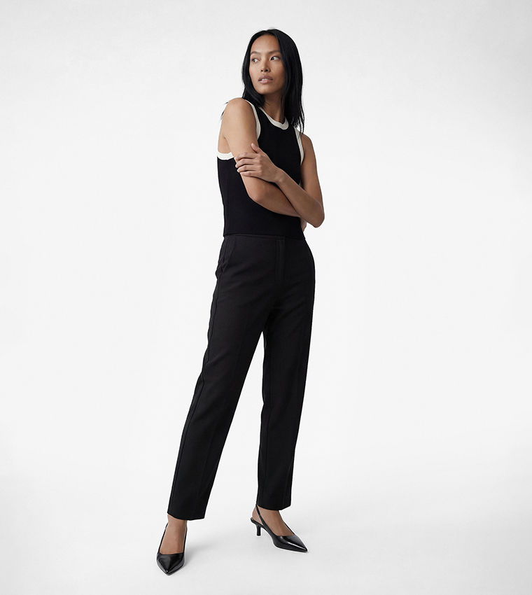 Solid Cigarette Fit Pants