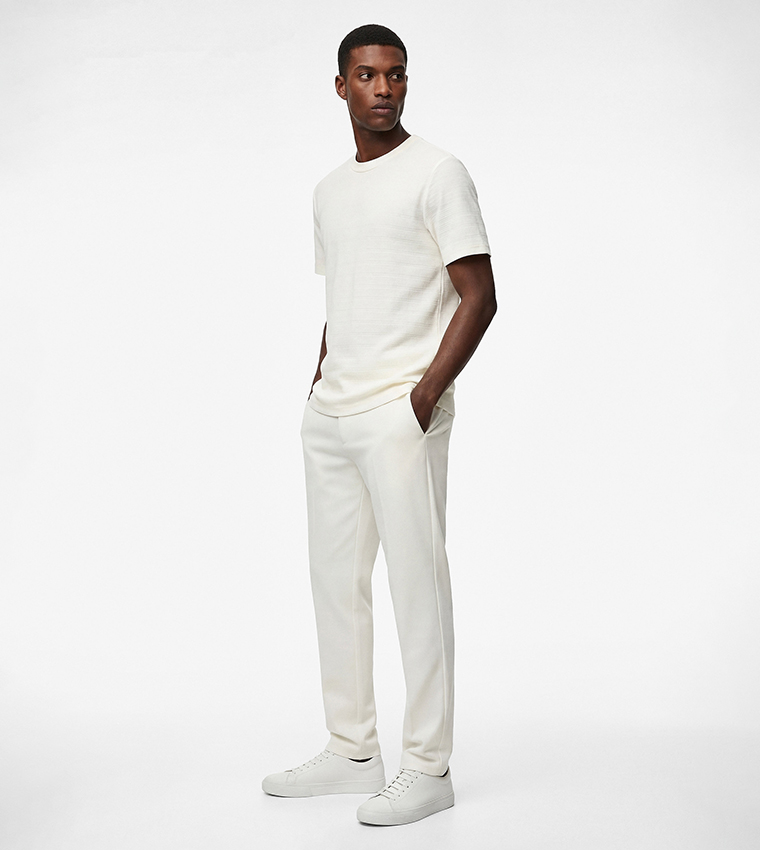 Solid Button Closure Trousers