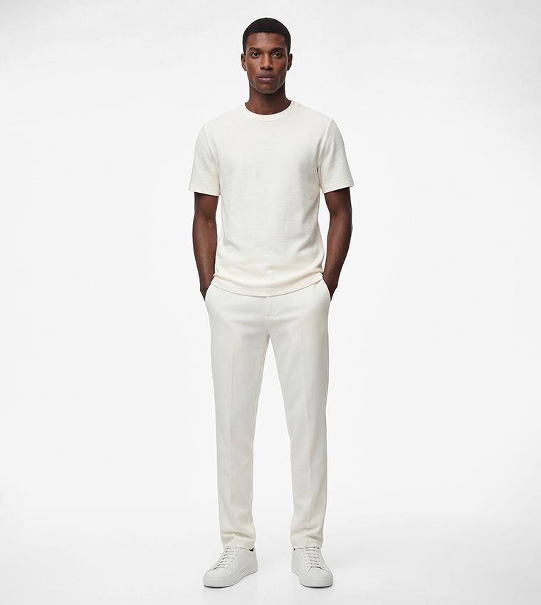 Solid Button Closure Trousers