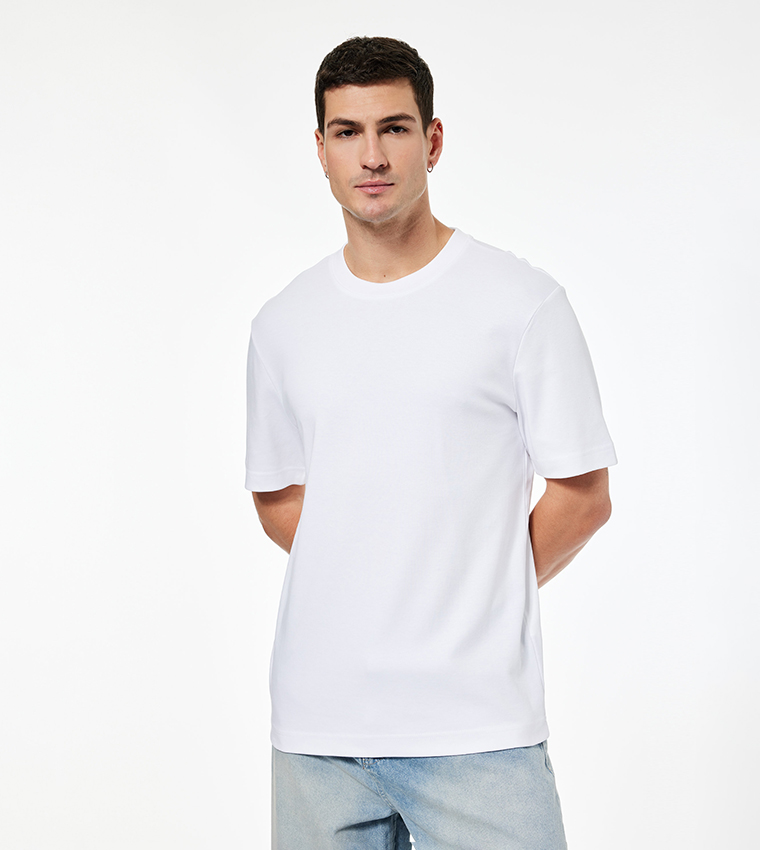 Solid Crew Neck Cotton T-Shirt