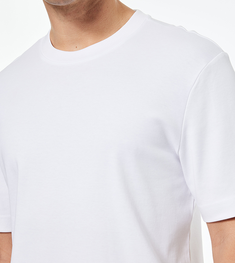 Solid Crew Neck Cotton T-Shirt