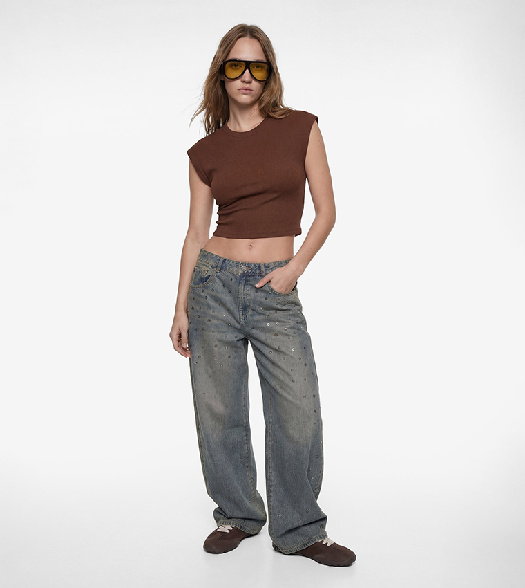 كوتون  توبات قصيرة - بني  Cropped Tops