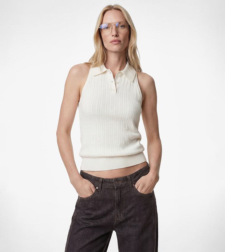 Koton  Sleeveless Tops - Beige Sleeveless Tops