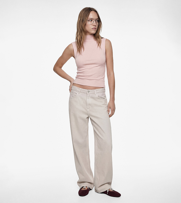 Solid High Neck Sleeveless Top