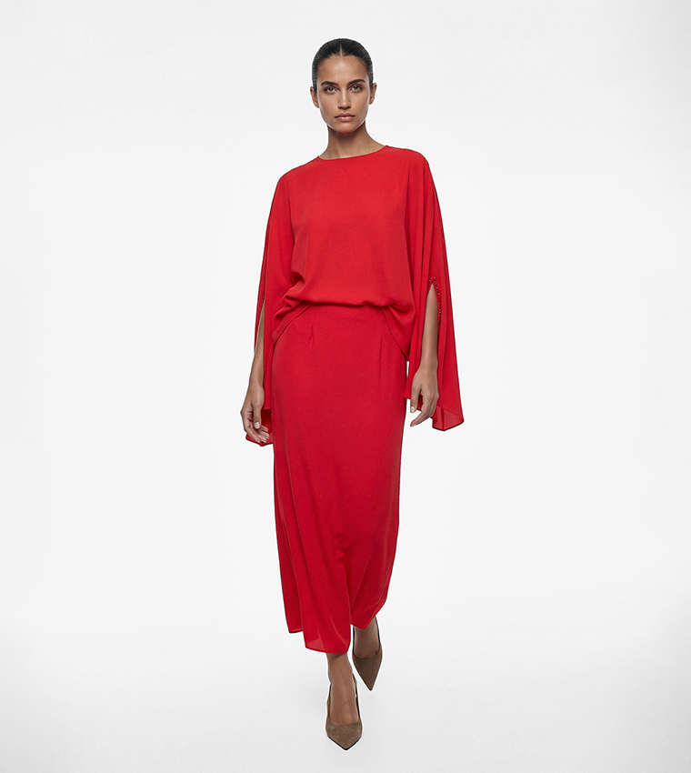 Solid Elastic Waist Skirt
