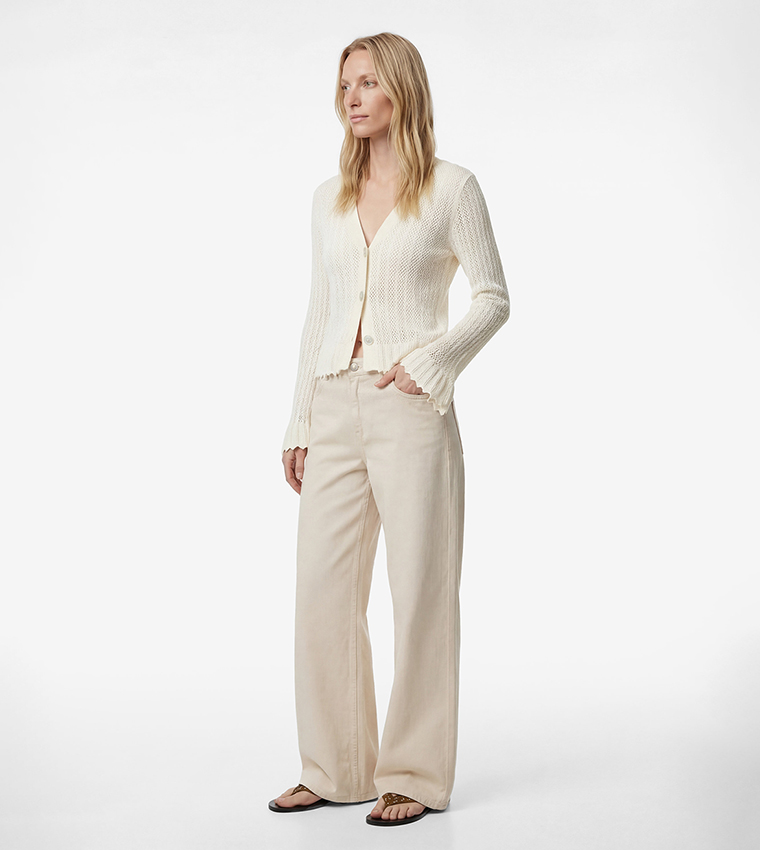 Long Sleeves Mesh Knitted Cardigan