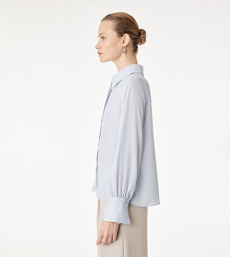 قميص سادة كم طويل 