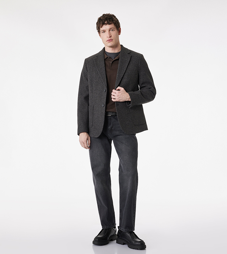 Solid Single Breasted Blazer