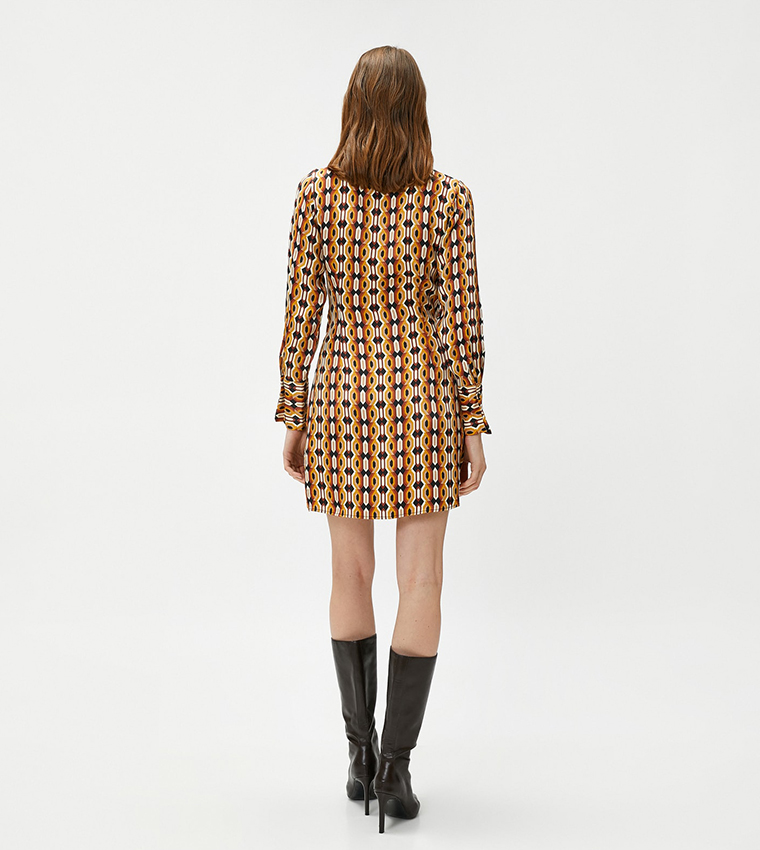 Patterned Wrap Mini Dress
