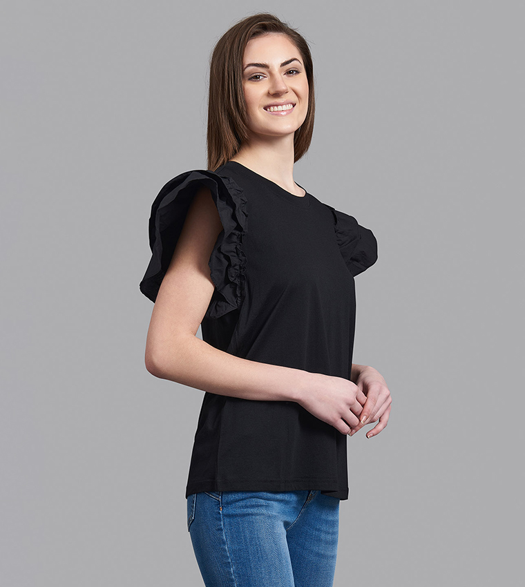 Frilled Sleeve T-Shirt